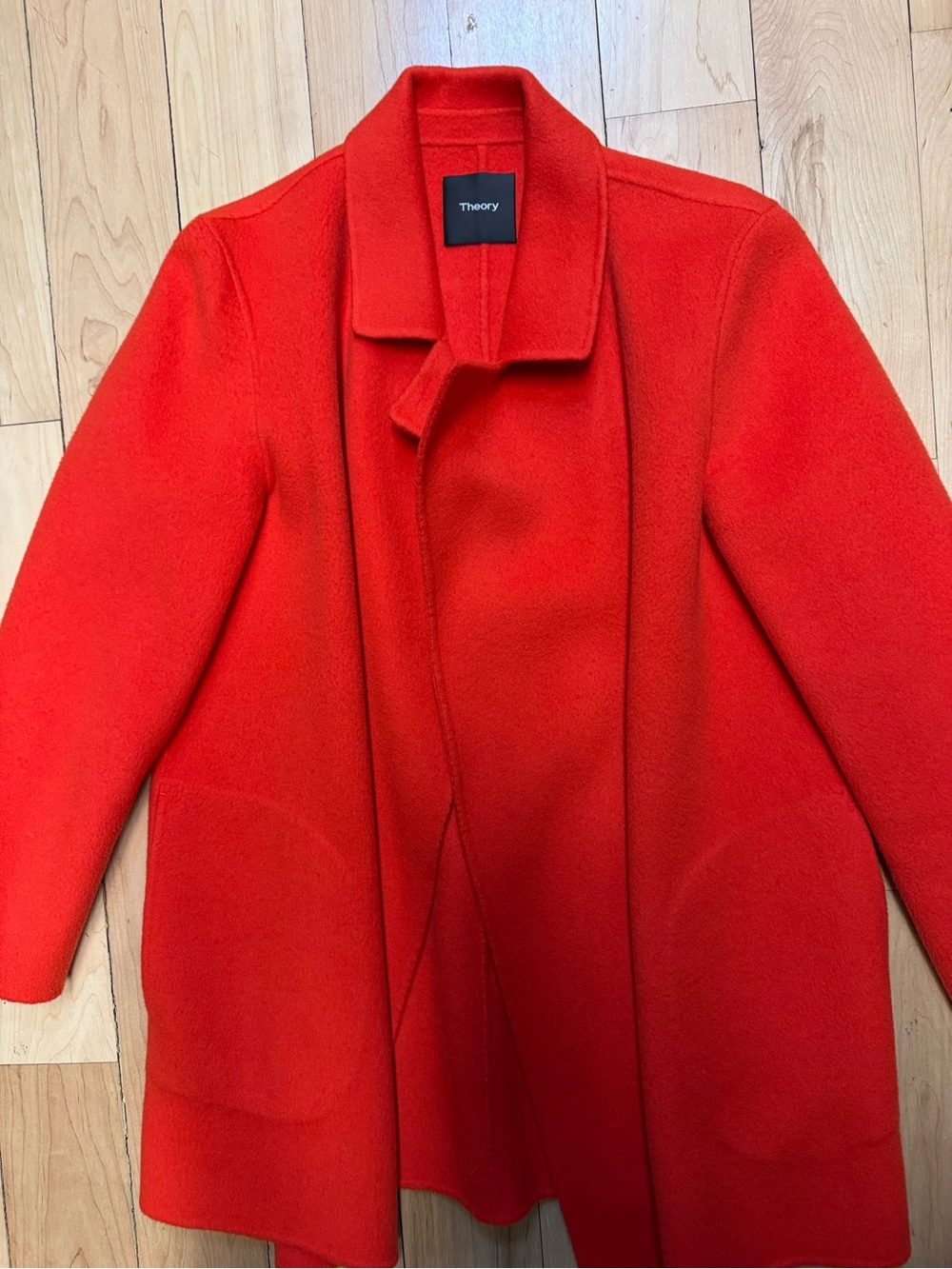 Theory Women's Red Wool/Cashmere Pea Coat
